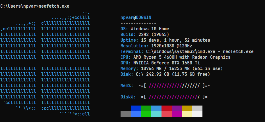 windows neofetch